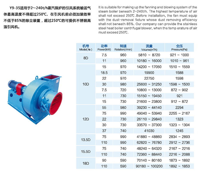 Y9-35D鍋爐離心引風(fēng)機